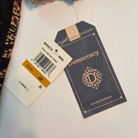 NWT - Democracy Short Sleeve Top, 3X, Black/tan/warm caramel brown - Picture 9 of 12